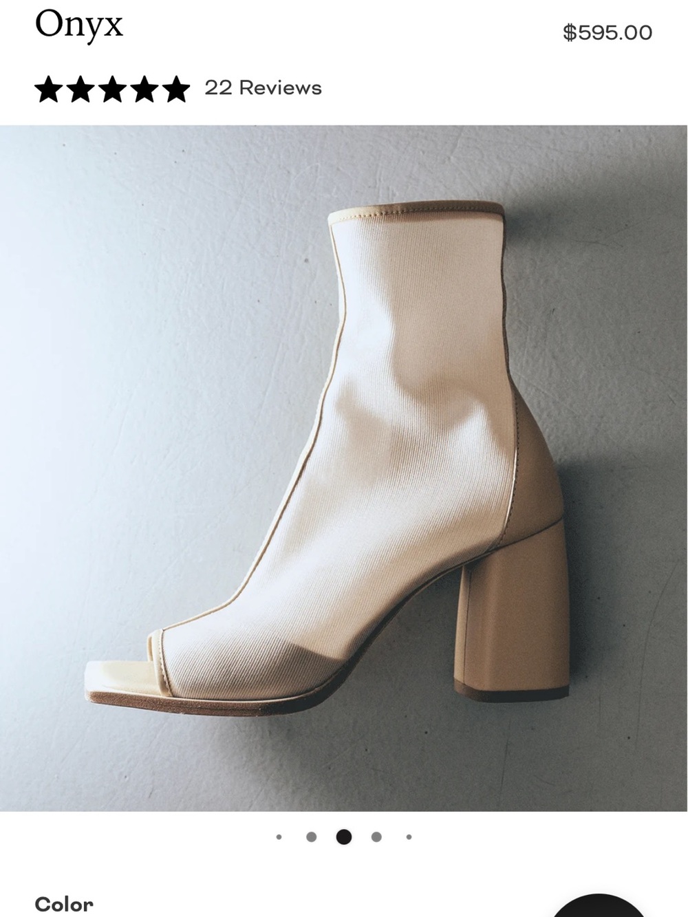Onyx Cream Open-Toe Block Heel Boot
